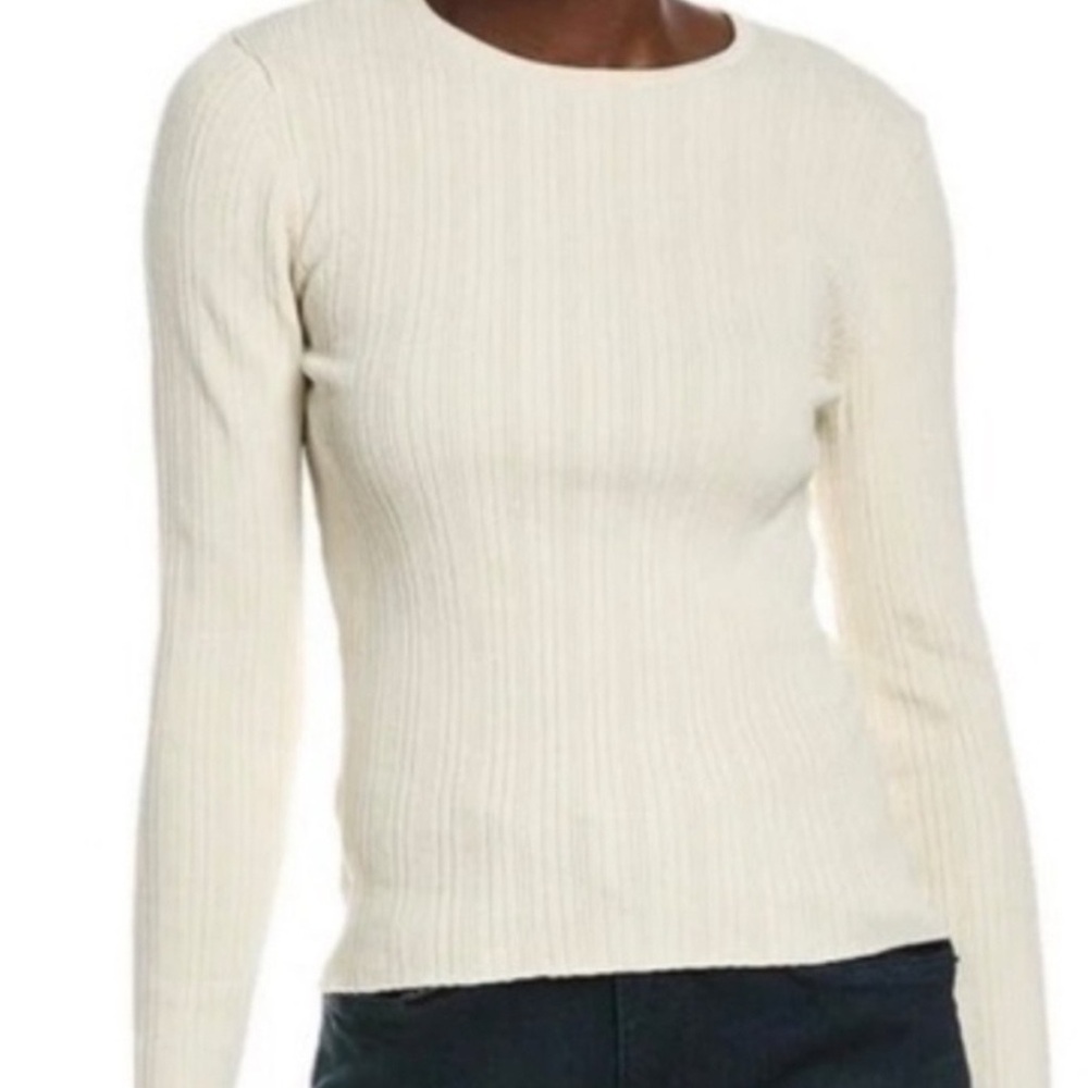 Abercrombie & Fitch Merino Wool Cream Ribbed Sweater